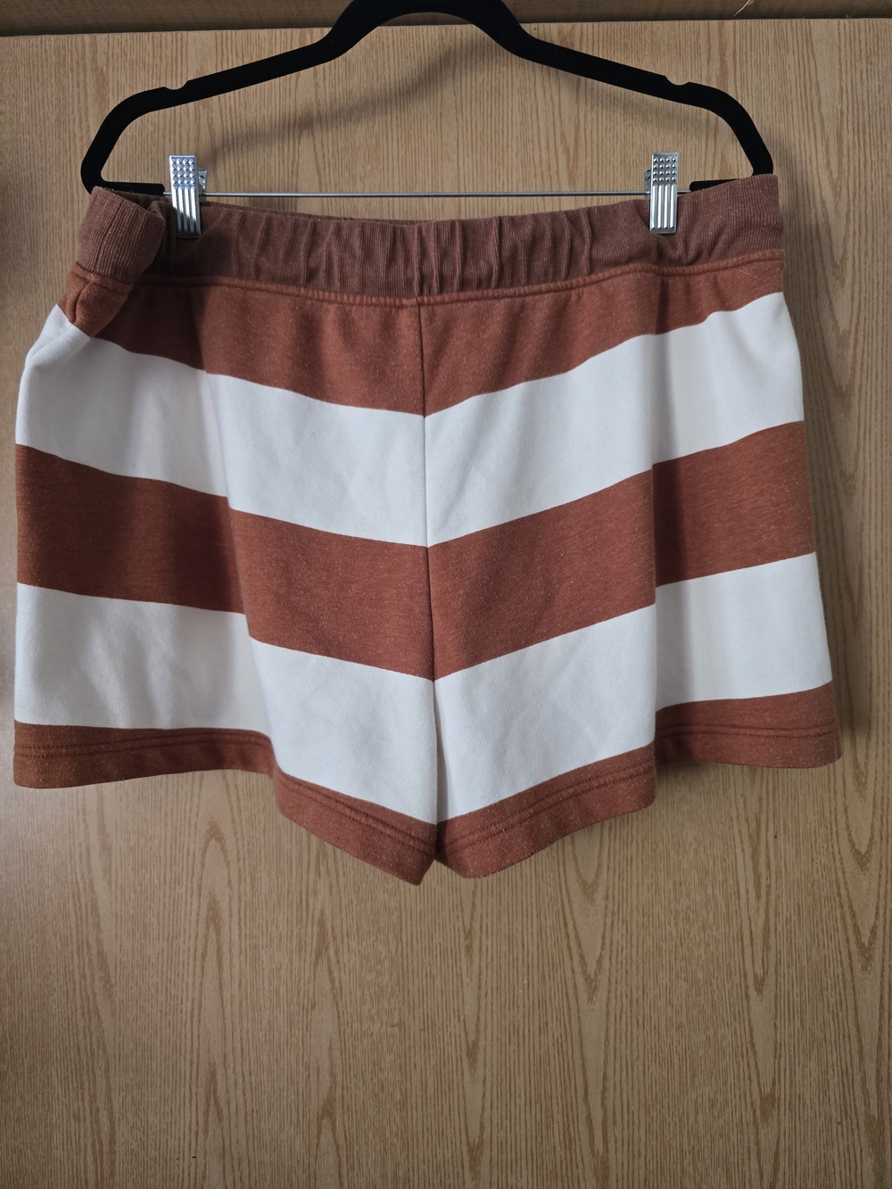 Lou & Grey Striped Drawstring Lounge Shorts - Rust & Cream XL - Picture 3 of 4